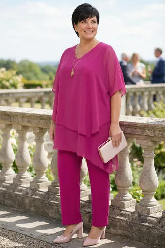 Fuksia komplekt kaelakeega