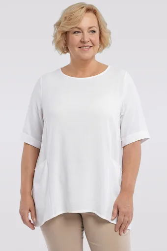 Valge taskutega tuunika