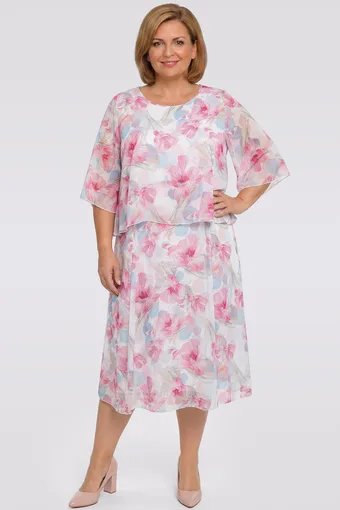 Roosa kleit pastelllilledega