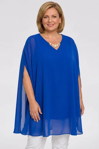 Rukkilillesinine tuunika dekolteekaunistusega