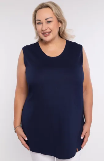 Pikk tumesinine viskoosist top