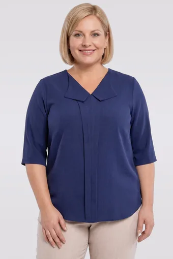 Linane lai pluus tumesinises värvitoonis