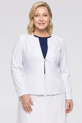 Valge linane bleiser taskutega