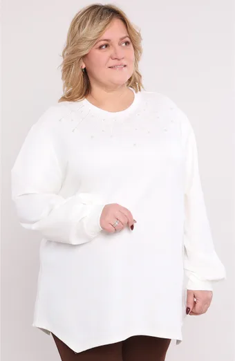 Valge pärlitega tuunika