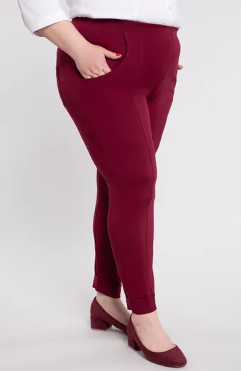 Burgundia püksid taskutega