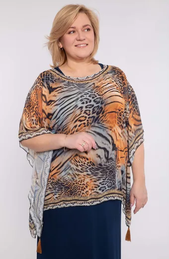 Tiigrimustriga Poncho