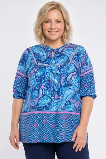 Paeltega tuunika, sinised ja tumesinised mustrid