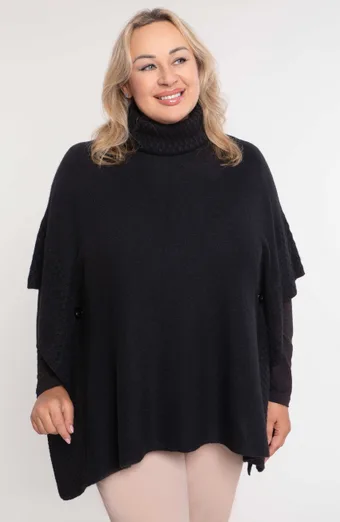 Must poncho kõrge kaelusega