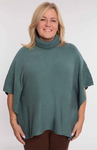 Roheline poncho kõrge kaelusega