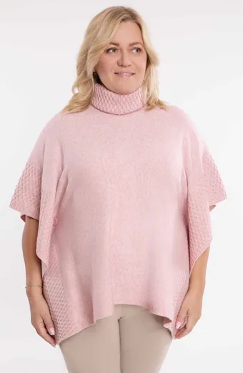 Roosa poncho kõrge kaelusega