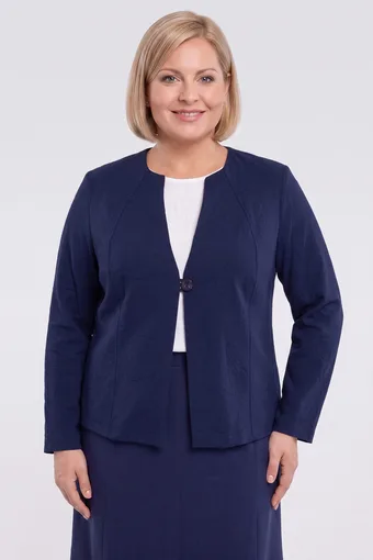 Tumesinine linane bleiser taskutega