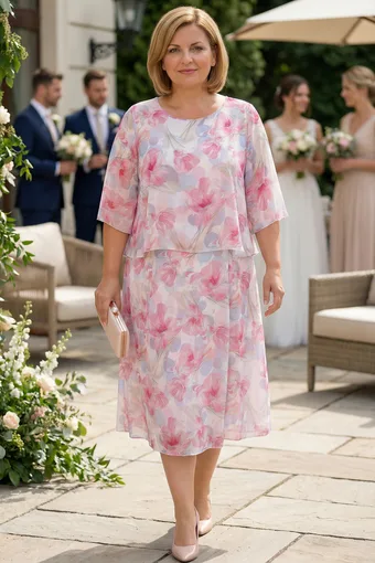 Roosa kleit pastelllilledega