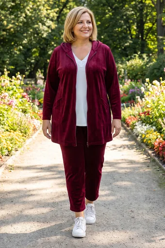 Burgundia värvi veluurdressipluus